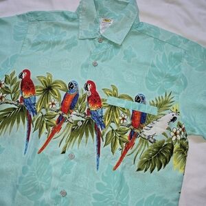 Rima Tropical Parrot Hawaiian Shirt Cancun Beach Button Up Mens Small